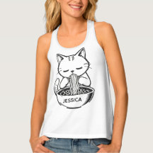 Cat Eating Ramen, Japanese Kawaii Personalized