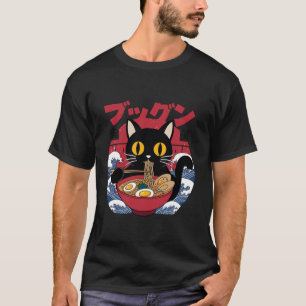 Cat Eating Ramen Japanese Noodles Ramen Cat T-Shirt