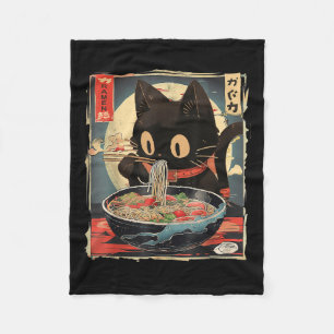 Cat Eating Ramen Noodle Funny Japanese Kawaii Anim Fleece Blanket