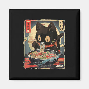 Cat Eating Ramen Noodle Funny Japanese Kawaii Anim Magnet