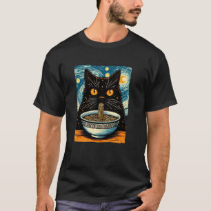 Cat Eating Ramen, Starry Night Van Gogh, Cat Lover T-Shirt