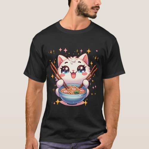 Cat Eating Ramen T_Shirt
