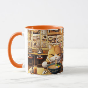 Cat Eating Ramen v1 Mug