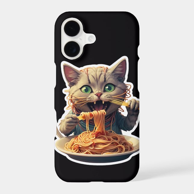 Cat Eating Spaghetti Iphone Case (Back)