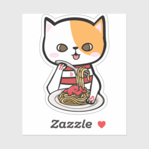 Cat Eating Spaghetti Sticker