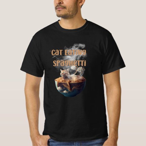 cat eating spaghetti T_Shirt