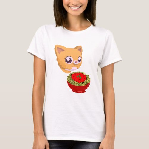 Cat eating spaghetti T_Shirt