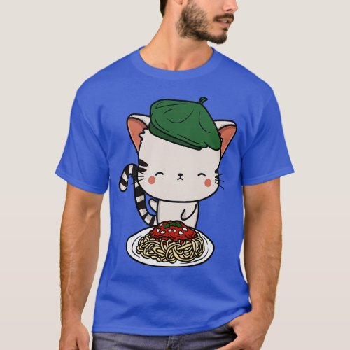 Cat eating Spaghetti Tabby Cat T_Shirt