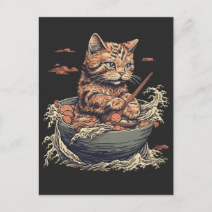 cat eats Ramen, Wave of Kanawaga Postcard