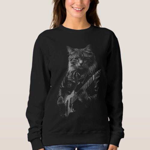 Cat electric guitar design sweatshirt