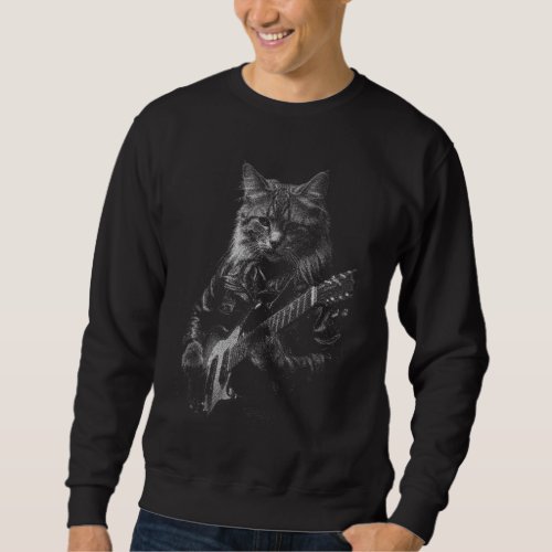 Cat electric guitar design sweatshirt