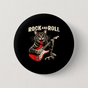 Cat Electric Guitar Rock And Roll Rocker Kitten Me Button