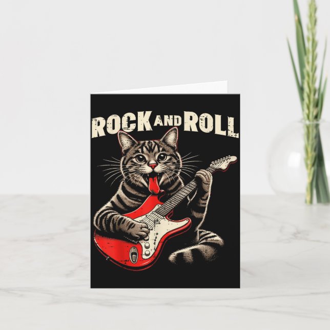 Cat Electric Guitar Rock And Roll Rocker Kitten Me Card (Front)