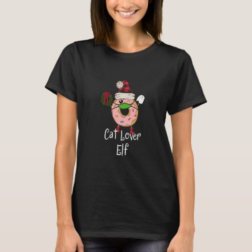 Cat Elf Quarantine Christmas Funny Donut 2020 Meme T_Shirt