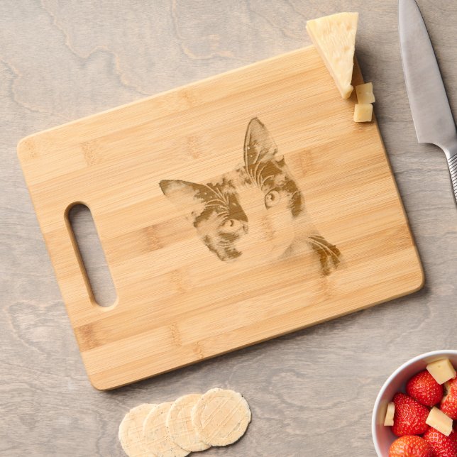 Cat Engraved Cutting Board (Cheese)