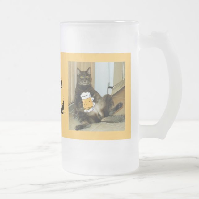 Cat Enjoys A Beer Frosted Glass Beer Mug (Right)