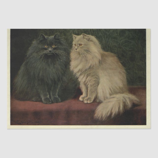 Cat Ephemera Decoupage Blu Cream Persians Tissue Paper (Front)