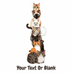 Cat-Er-Pillar Feline Tower Cutout<br><div class="desc">Seven cute and colorful cats,  including a orange tabby,  black,  a Siamese,  and a kitten,  sitting one atop another forming a feline tower or cat-er-pillar. Customise by adding your own text.</div>