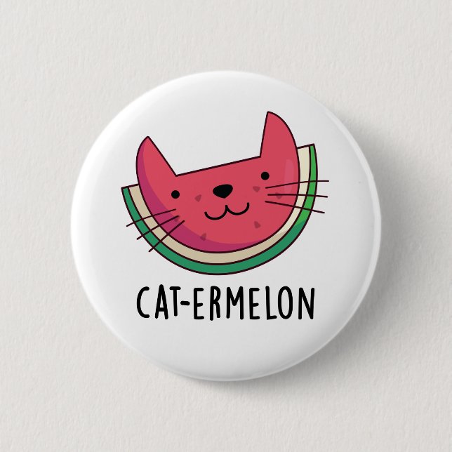 Cat-ermelon Funny Cat Watermelon Pun  Button (Front)
