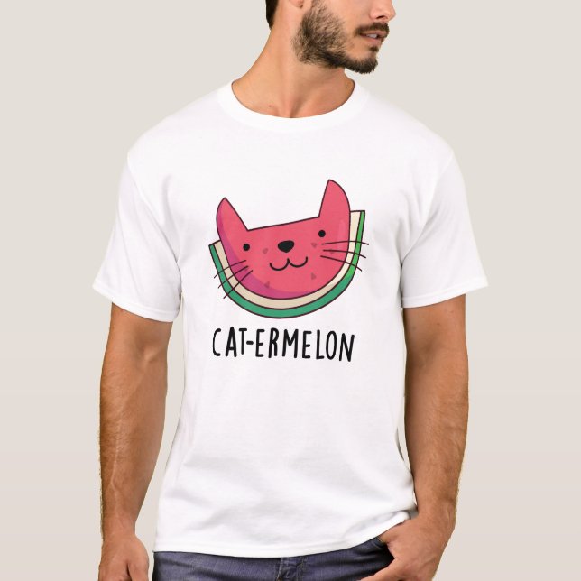 Cat-ermelon Funny Cat Watermelon Pun  T-Shirt (Front)