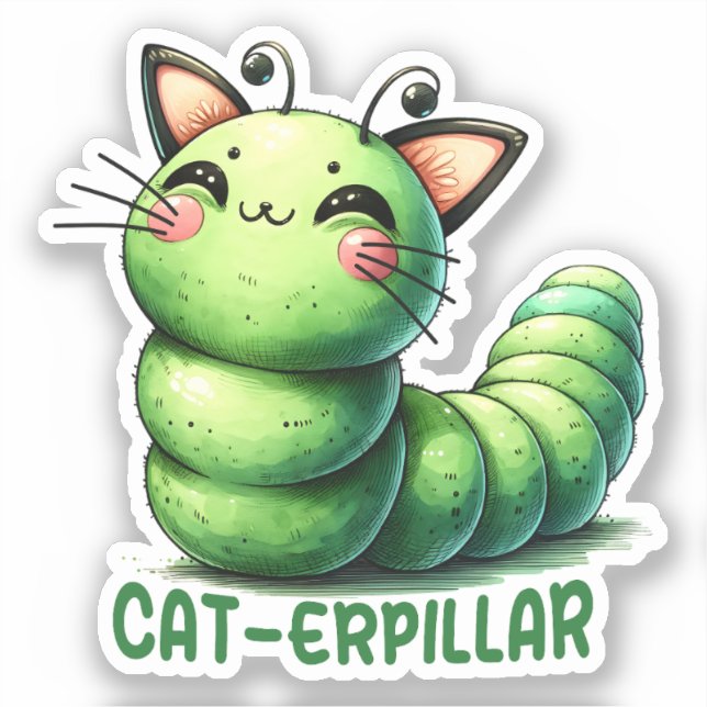 Cat-erpillar Funny Cat Pun Sticker (Front)