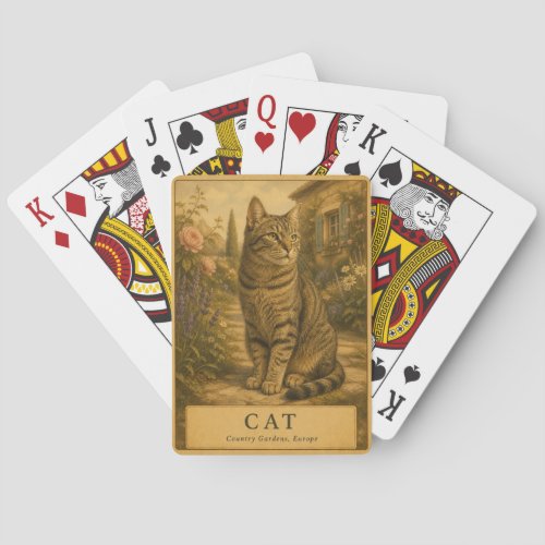 Cat European Country Gardens VINTAGE Poker Cards