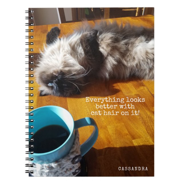 Cat EVERYTHING LOOKS BETTER WITH CAT HAIR Notebook (Front)