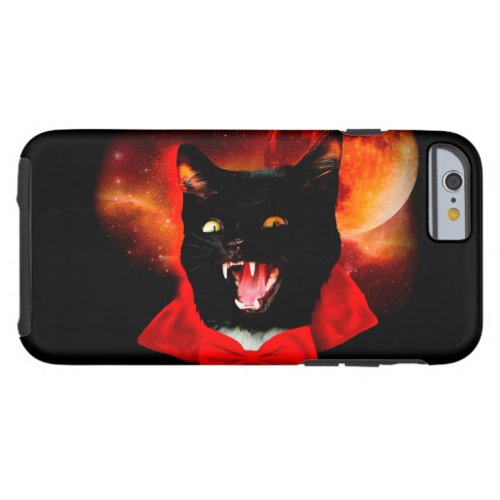 Cat evil with fangs in black red mantle tough iPhone 6 case