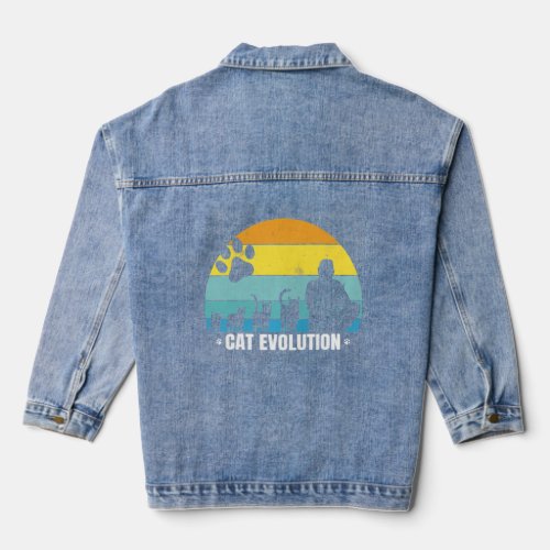 Cat Evolution On Vintage Sunset _ Darwin Inspirati Denim Jacket