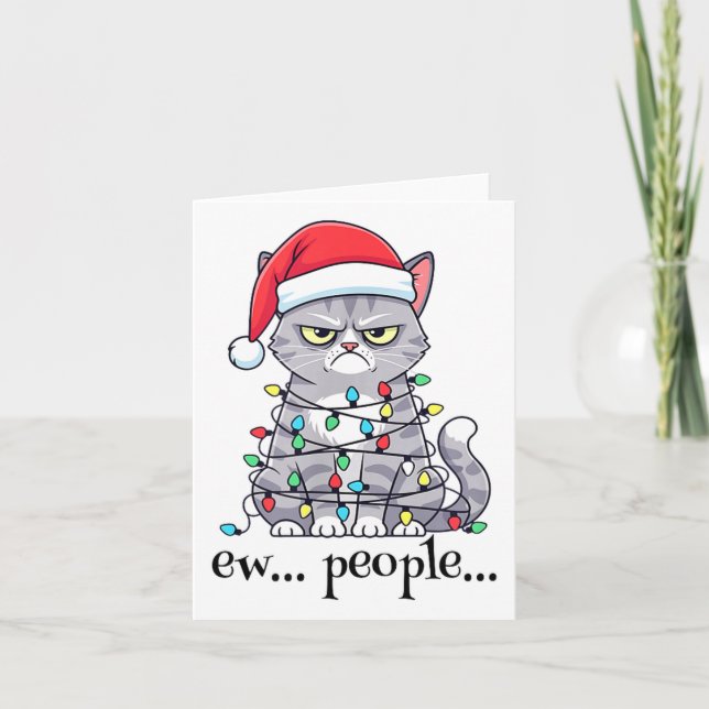 Cat Ew People Adult Humor Mens Womens Introvert An Card (Front)