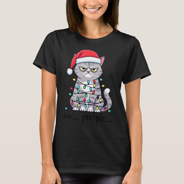 Cat Ew People Adult Humor Mens Womens Introvert An T-Shirt (Front)