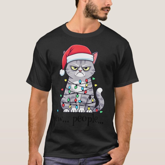Cat Ew People Adult Humor Mens Womens Introvert An T-Shirt (Front)