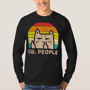 Cat Ew People Sunset Retro Anti Social Introvert M T-Shirt
