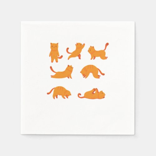 Cat Exercise Funny Cute Cat Animal Pet Owner Gift Napkins