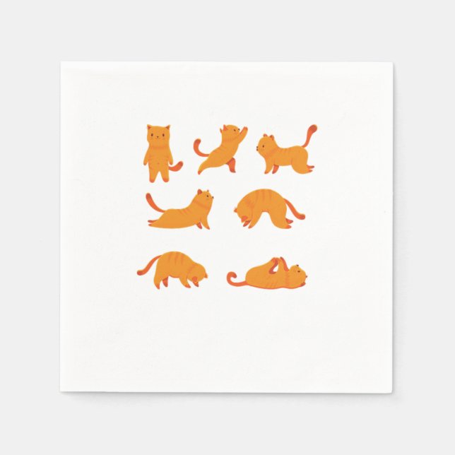 Cat Exercise Funny Cute Cat Animal Pet Owner Gift Napkins (Front)