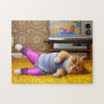 Cat Exercising Jigsaw Puzzle at Zazzle