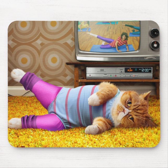 Cat Exercising Mouse Pad (Front)