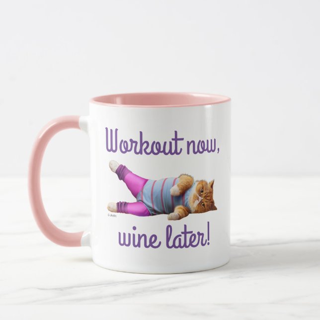 Cat Exercising Mug (Left)