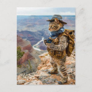Cat Explorer at Grand Canyon Edge Holiday Postcard