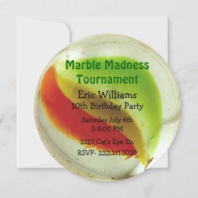 Cat Eye Marble Birthday Party Invitation (Front)