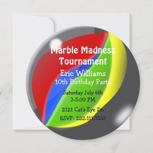 Cat Eye Marble Custom Birthday Party Invitation