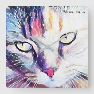 cat eyes art clock