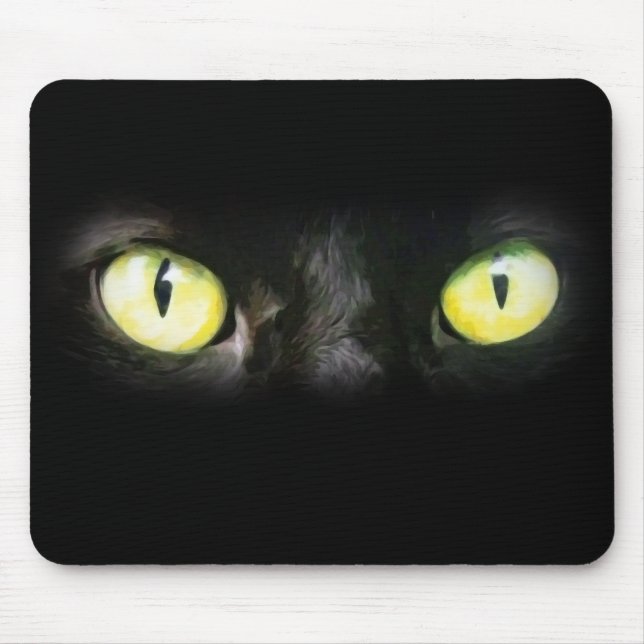 Cat Eyes, Black and Yellow Stare Mouse Pad (Front)