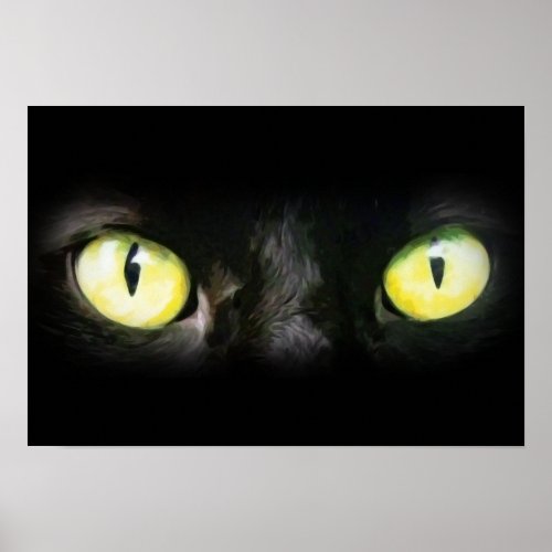 Cat Eyes Black and Yellow Stare Poster