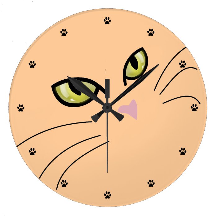Cat Eyes Cat Lover Elegant Wall Clock Peach
