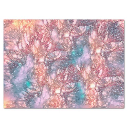 Cat Eyes Colorful Pink Teal Elegant Chic Texture Tissue Paper