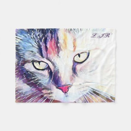 Cat eyes Fleece Blanket with your initials