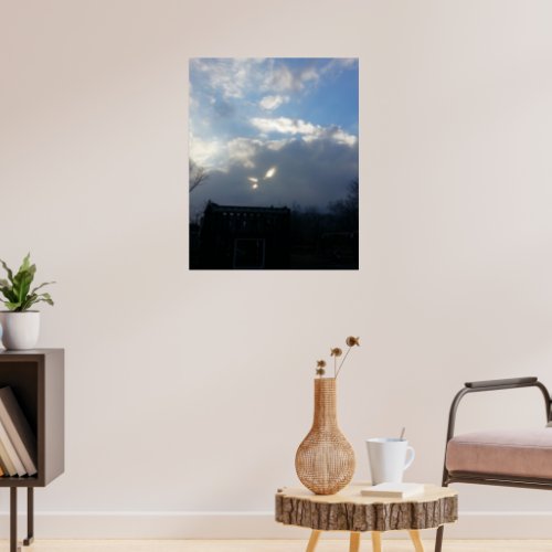 Cat Eyes Fluffy Clouds Poster