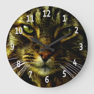 Cat Eyes Hypnotizing Framed Photo Large Clock