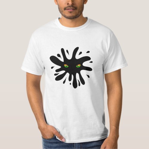 Cat Eyes looking out a Black Blob   T_Shirt